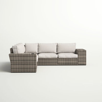 102'' Wide Outdoor Patio Sectional, Fully Assembled, Reversible L - Shaped, All Weather , Comfortable 7" Back Cushions, Removable Covers, Built In Cup Holders Wide, Modular, Rustproof Aluminum Frame,