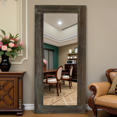 Miroir mural en bois massif vieilli