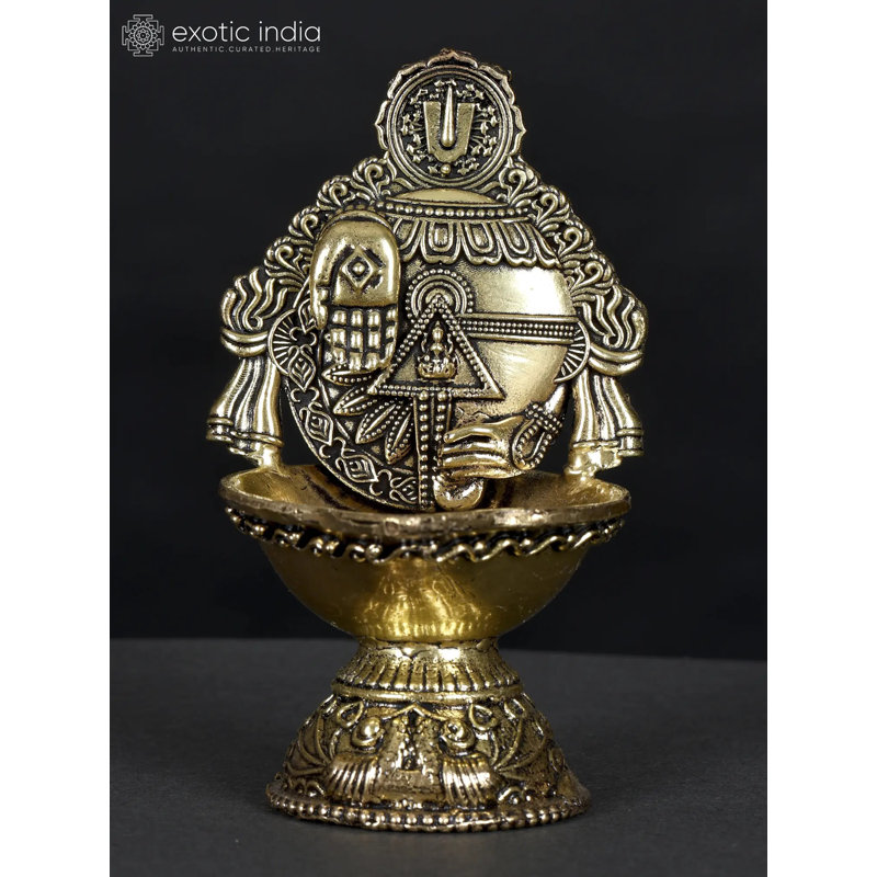 4 pouces de Tirupati Balaji Conch Diya en laiton