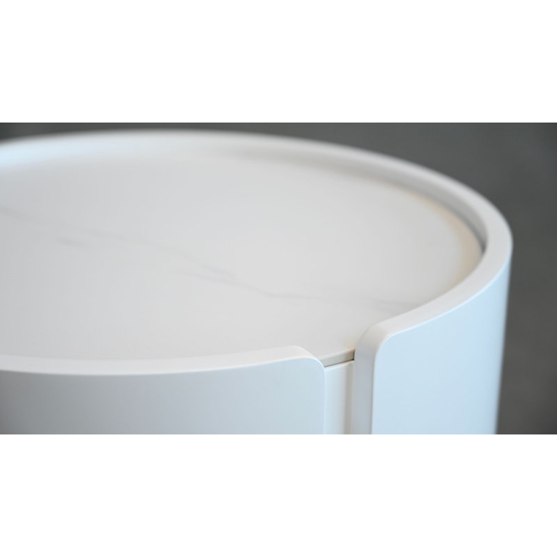 Table de nuit en MDF Burrow, blanc mat, Blanc mat