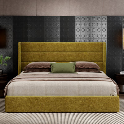 Bradenburg Lift Up Upholstered Storage Platform Bed with Wingback Headboard