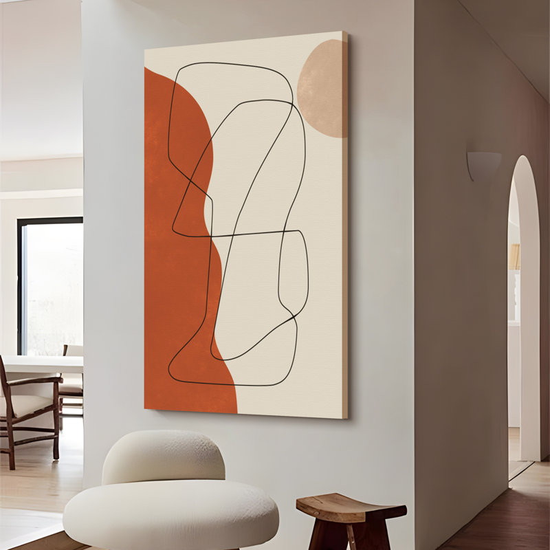 1 Piece Framed Wrapped Canvas Wall Art Abstract Line On Canvas Print, 43" H x 28" W