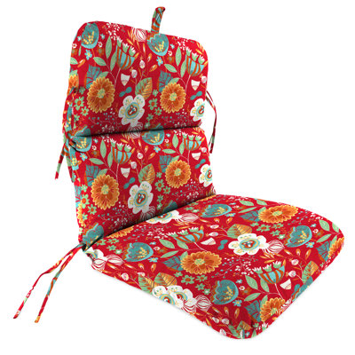 Byrom 22" x 45" Outdoor Chair Cushion with Ties and Loop