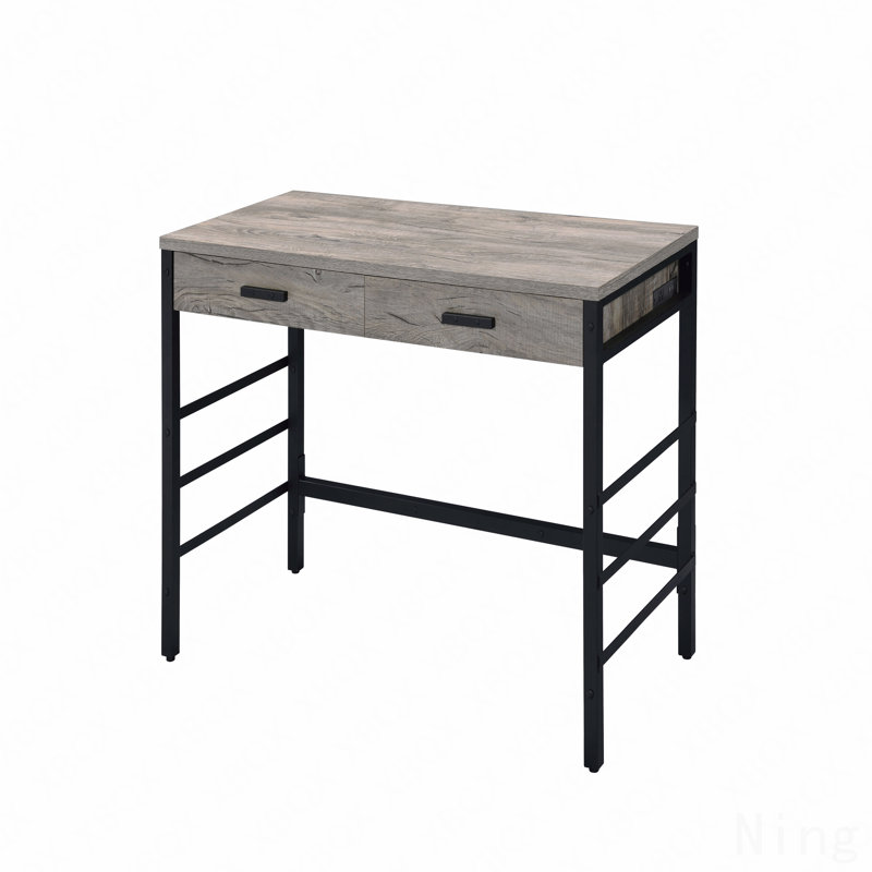 Bureau d'écriture en chêne patiné clair et finition noire avec USB
