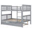 Lit double superposé au dessus d'un lit double avec gigogne simple et échelle, gris