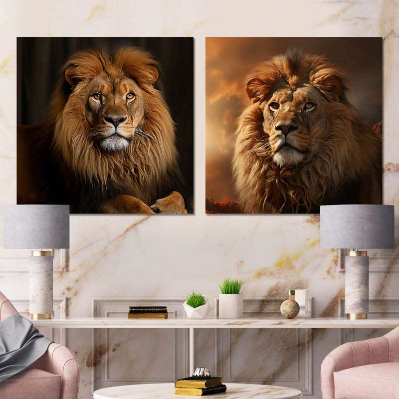 Royal Lion Portrait I - Lion, H 36 po x l 72 po