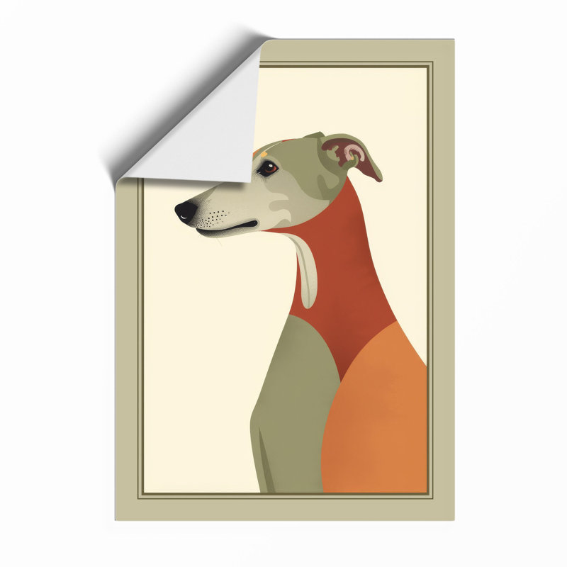 Greyhound in Geometry Mid-Century - Framed Print, Unframed, A1 - 84.1 x 59.4 cm