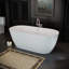 Baignoire autoportante en acrylique de 55 po, baignoire autoportante avec drain chromé Toe-Tap et trop-plein rainuré classique, certifié Cupc, blanc brillant