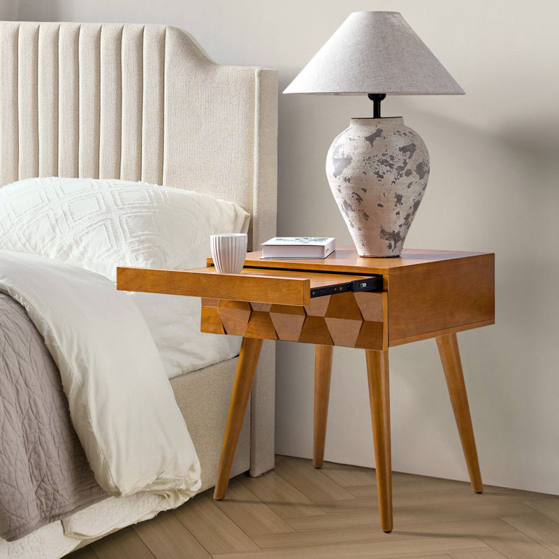 Iasiah 23.75" H Manufactured Wood End Table with Charging Station , Acorn