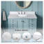 Plateau de meuble-lavabo en quartz blanc 43 po avec lavabo encastré, trous de robinet pré-percés et dosseret Carrara-125951399