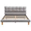 Lit double confortable gris avec tête de lit et structure en forme de biscuit, revêtement en chenille, pieds en bois d'hévéa stables pour 12 nuits reposantes