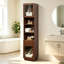Grande armoire de rangement autoportante en noyer de 71 po avec portes et tiroir en verre trempé