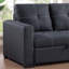 Canapé modulaire moderne avec lit escamotable, revêtement en polyfibre noir, conception capitonnée et fabrication durable pour des espaces de vie polyvalents