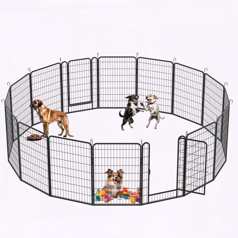 Panneaux avec parc en métal robuste avec porte, résistant à la rouille, verrouillable par gravité et de forme polyvalente