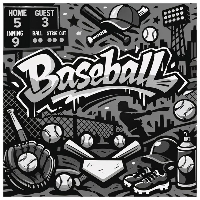 Tapis de bain Baseball Game Elements, 24in W x 17in L