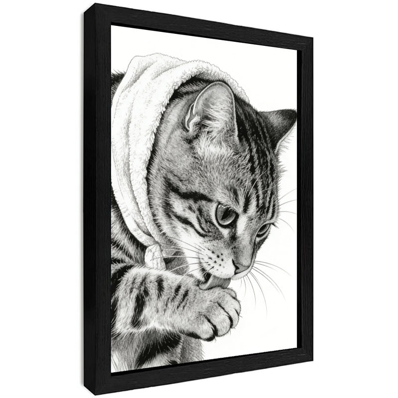 «Black», encadré noir, croquis mignon, art mural, dessin réaliste, impressions encadrées, H 37 po x l 25 po
