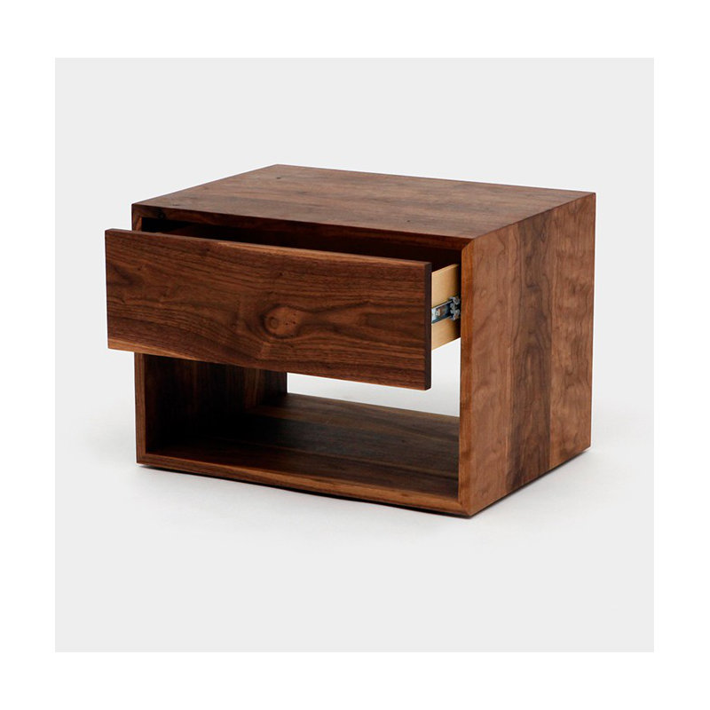 THN 1 - Drawer Solid Wood Nightstand, Walnut