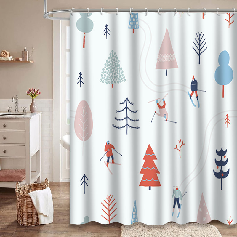 Rideau de douche avec 12 crochets, L 72 po x l 78 po