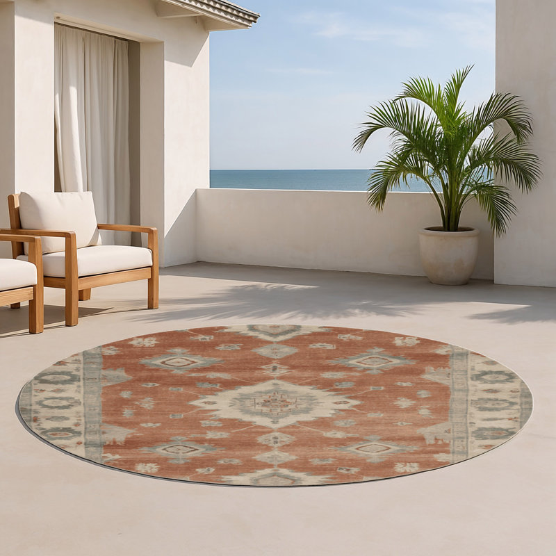 Tapis gris intérieur et extérieur surteint, Rond 5 pi