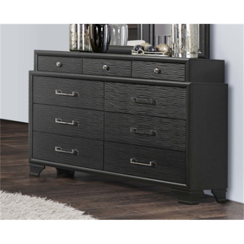 Commode civique avec finition grise et plusieurs tiroirs pour un rangement efficace et une esthétique moderne
