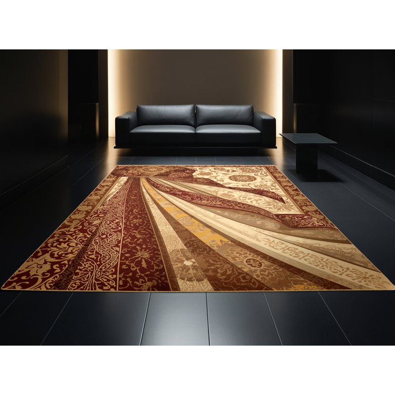 Tapis oriental doux et moelleux de style oriental Cortland brun - reliure brun clair, 3 X 5