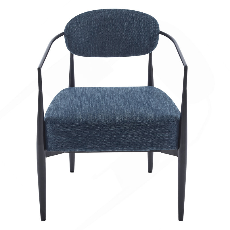 Fauteuil d'appoint rembourré Mid-Century, Navy Blue, Black