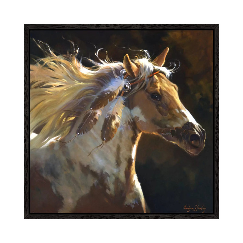 Spirit Horse by Carolyne Hawley - Wrapped Canvas Print, 45.72 cm H x 45.72 cm W, Black Floater Framed