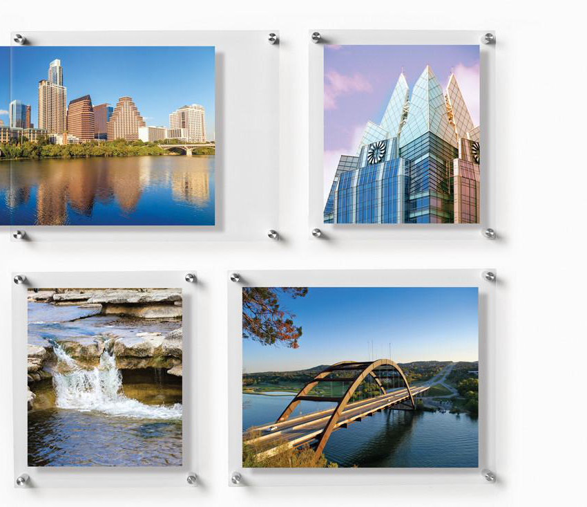 4 Piece Quattro Double Panel Float Picture Frame Set, Gold