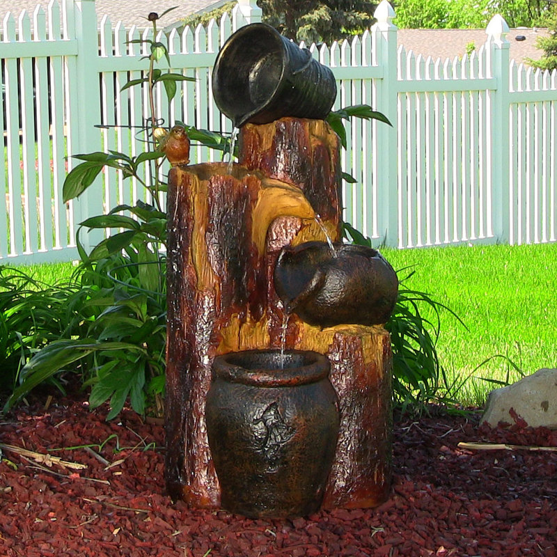 Villarreal Weather Resistant Floor Fountain with Light