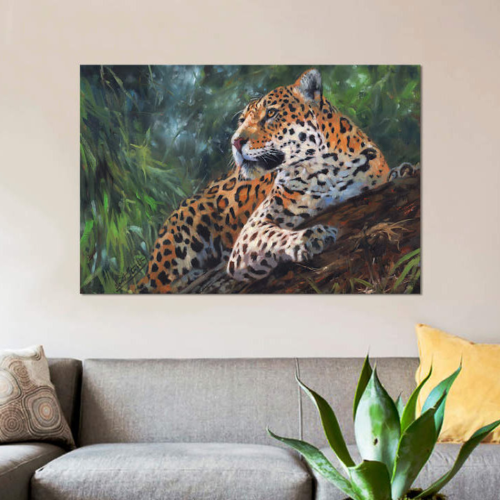 «Jaguar in Tree», impression sur toile, H 26 po x l 40 po x P 1,5 po, Toile tendue, Pas de tapis
