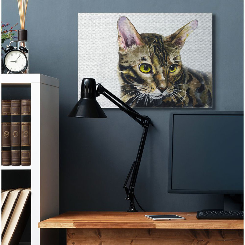 «Cute Cat Pet Animal Watercolor Paint», impression sur toile, Toile tendue, H 30 po x l 40 po x P 1,5 po