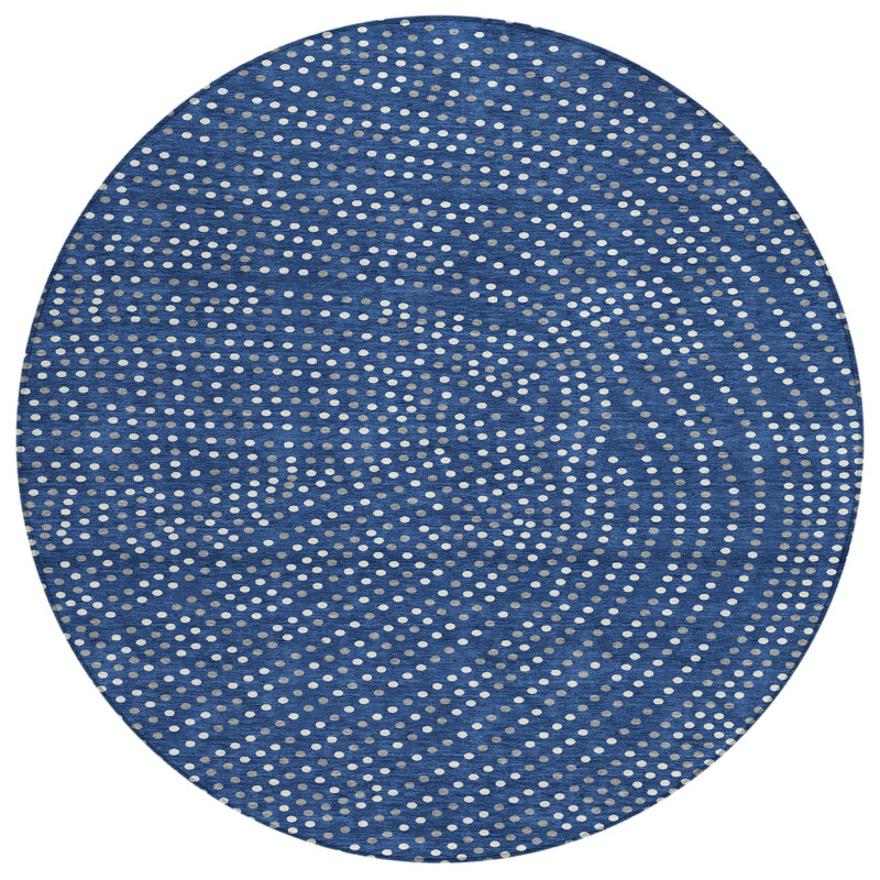 Mirelia Blue Washable Indoor-Outdoor Rug - , 8' x 8'