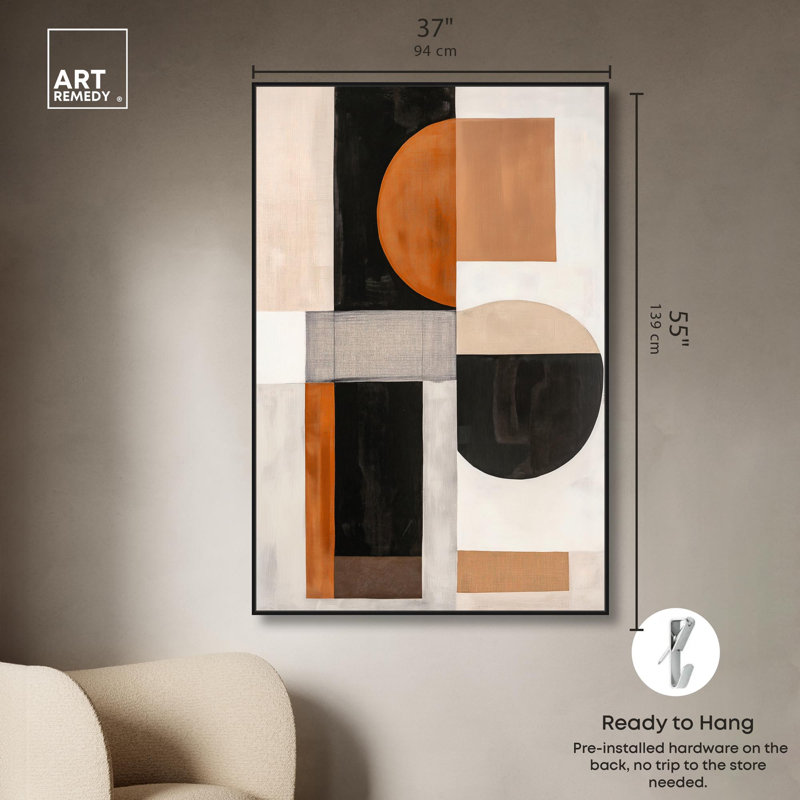 Toile «Divided Circle I» par Art Remedy, Cadre flottant noir, H 55 po x l 37 po