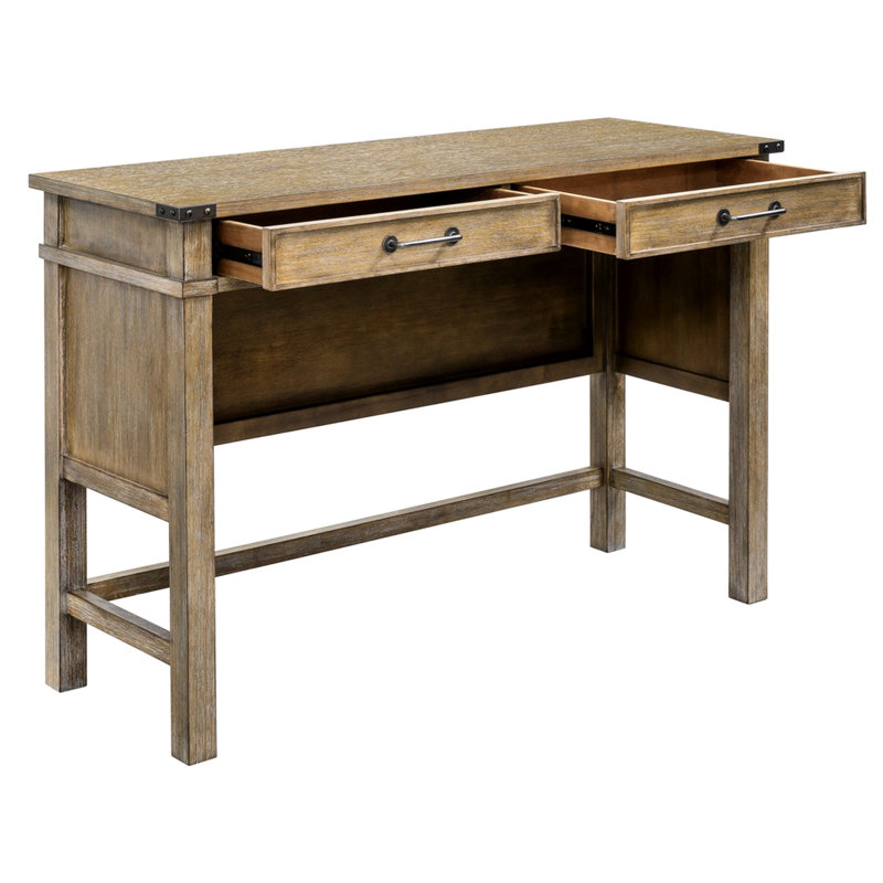 Table d'appoint avec compartiments de tiroir - Structure en bois massif, finition naturelle, quincaillerie foncée, tiroirs de rangement fonctionnels récupérés, décorations