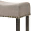 2 tabourets de comptoir rembourrés en lin brun clair - Pieds carrés en bois gris vieilli pour chaises de hauteur de salle à manger