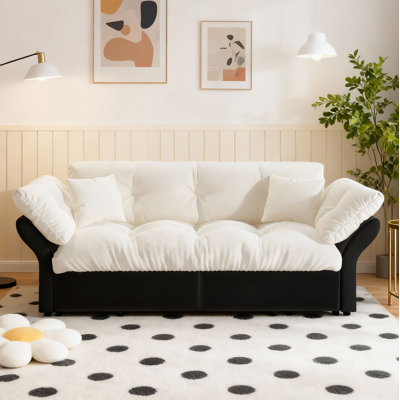 Burwell 75"Wide Queen Pull Out Sofa Bed 3-in-1 Convertible Multi-Functional Sleeper Couch with 2 Soft Pillows and Stylish Loveseat by Latitude Run