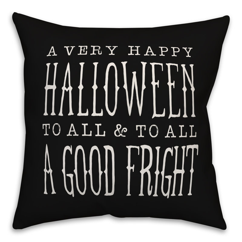  Housse de coussin a très joyeux Halloween, 16 po x 16 po, Noir, Polyester/ Bourre en polyester