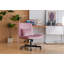 Chaise de bureau croisée en velours rose clair avec roulettes - polyvalente pour le bureau personnel, la méditation et le maquillage-2011728109-2011728112