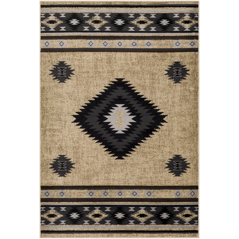 Tapis gris anthracite / gris foncé Gorge Southwestern, Rectangle 8 pi 10 po x 12 pi 9 po