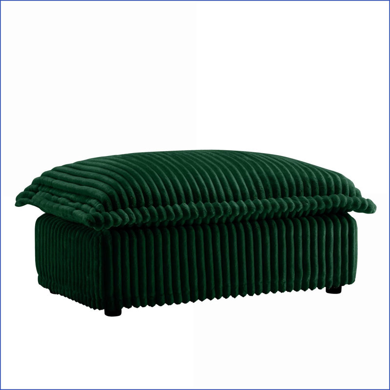 Ottoman, Modern Sage Green Corduroy with Removable Covers for Living Room | Wood Frame | Family-Friendly, Green