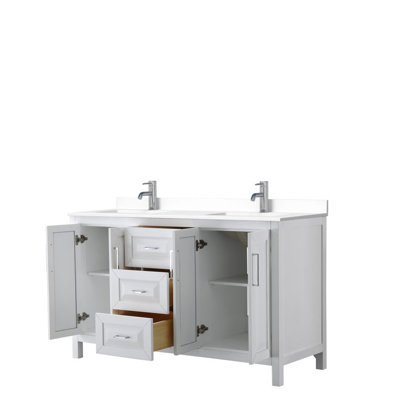 Daria 60'' W Double Vanity, White, Polished Chrome