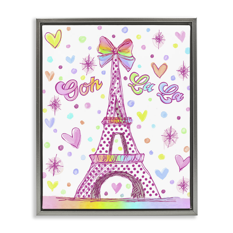 Cadre flottant Tour Eiffel Bright Bright, design par Jess Stempel, Cadre flottant gris lustré, H 21 po x l 17 po