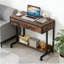 Table de bureau, bureau compact avec roues, bureau d'écriture à hauteur réglable, table basse mobile