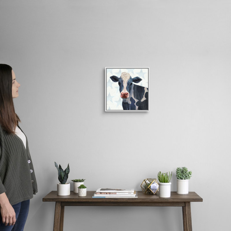 «Patriotic Farm I», art mural sur toile, H 14 po x l 14 po x P 2 po, Toile avec cadre blanc