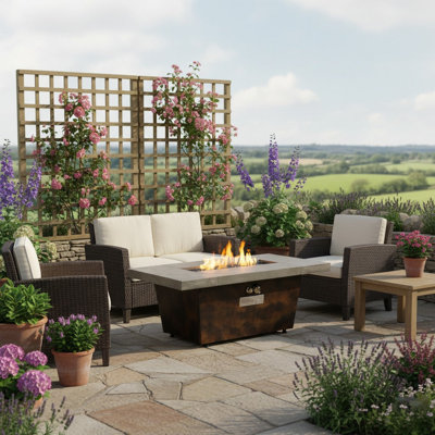 Table de foyer rectangulaire de 107 cm (42 po) avec couvercle amovible, chauffage de terrasse gris de 50 000 BTU