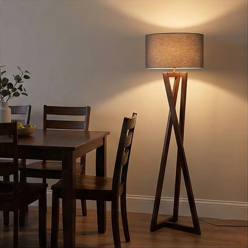 Jahzair Traditional Floor Lamp, Black, Walnut 