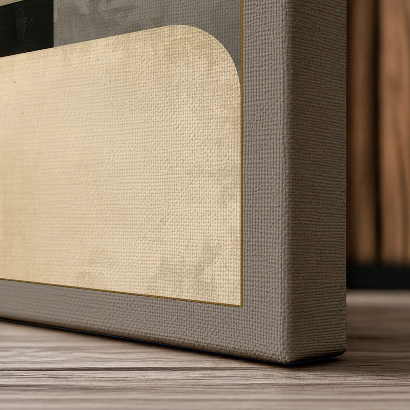 Geometric Balance Mid-Century - Wrapped Canvas, 30x20 - 76.2 x 50.8 cm, Taupe Border