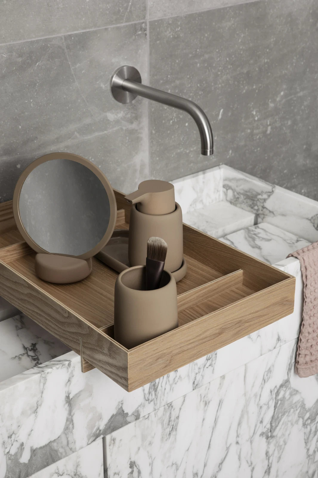 SONO Tumbler Toothbrush Holder, Silicone Covered  Tan