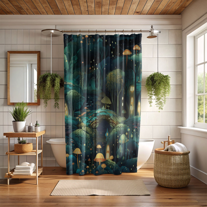 Mystical Woods - Rideau de douche Premium, H 74 po x l 71 po