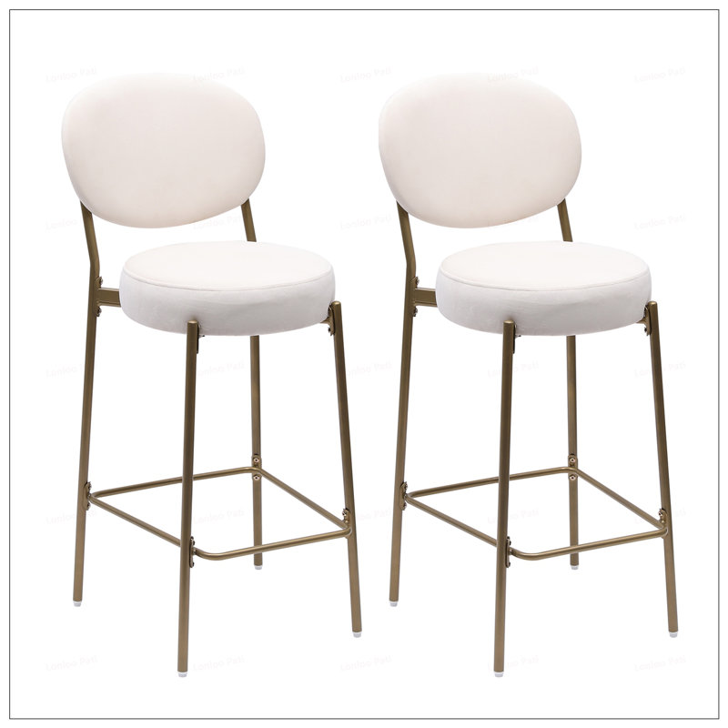 Tabourets de bar ronds en métal, Blanc